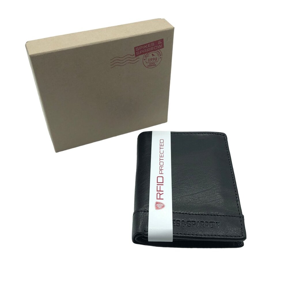 Spikes & Sparrow Black Leather RFID Wallet Style 16521R